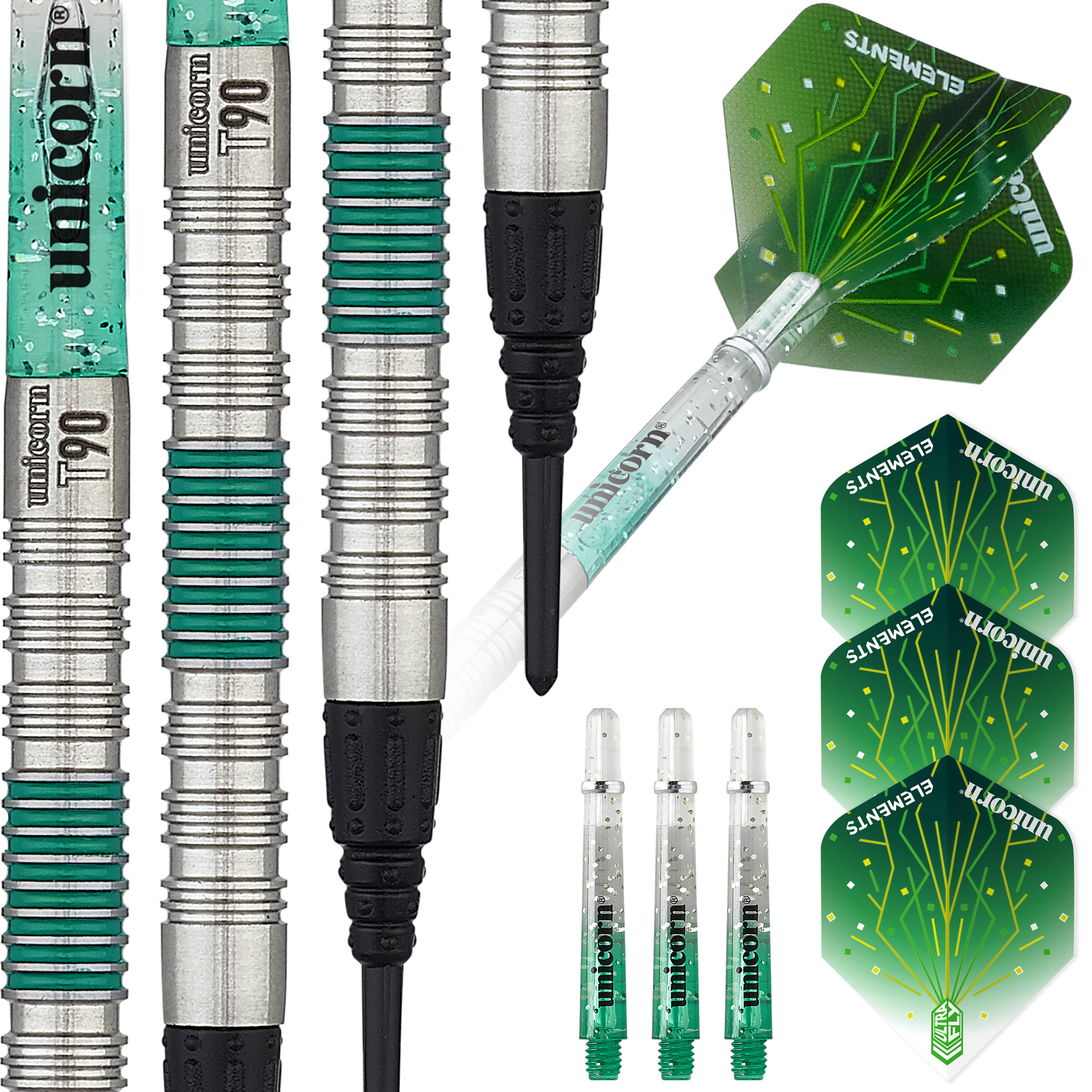 UNICORN FRECCETTE T90 CORE XL GREEN 90% TUNGSTEN - SOFT TIPS