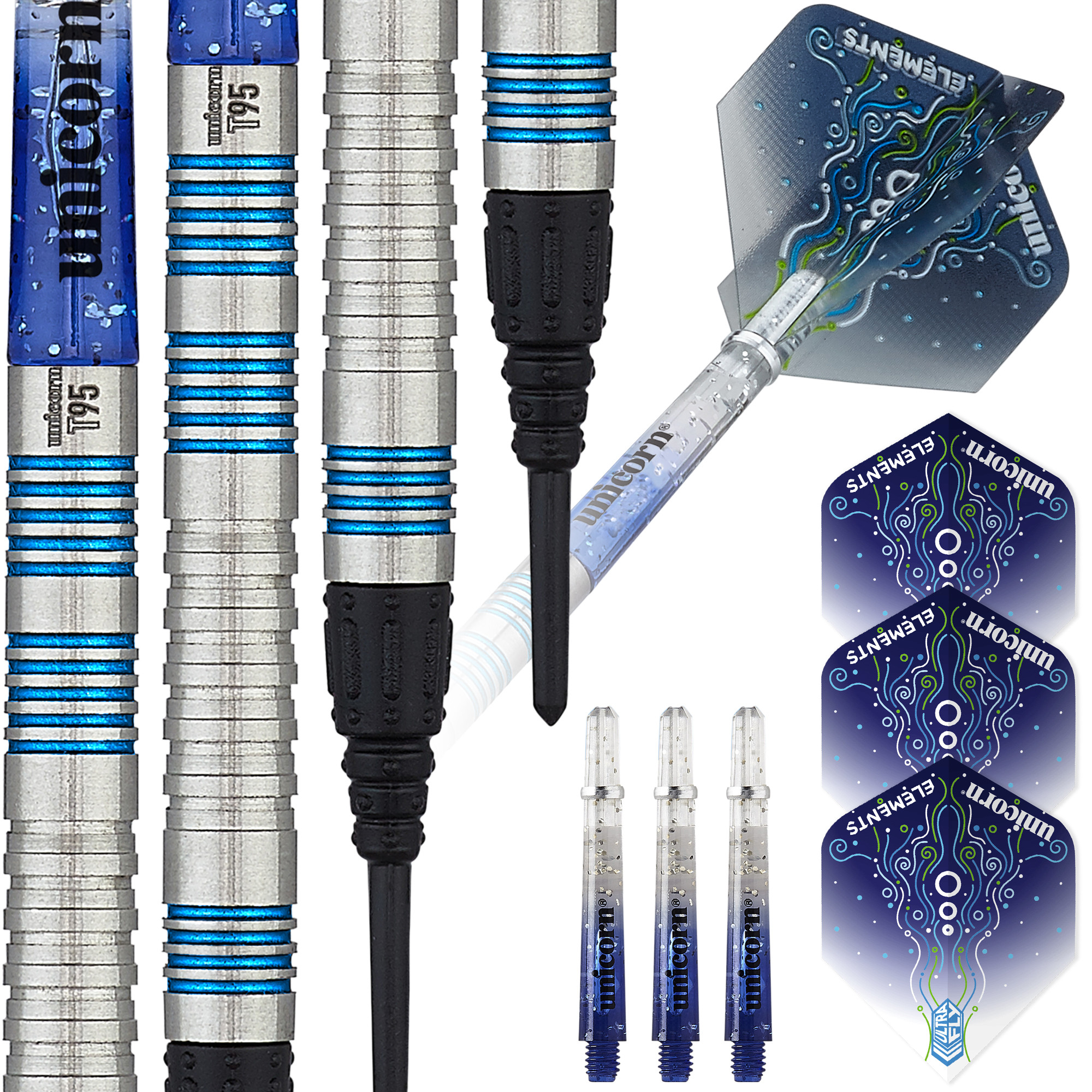 UNICORN FRECCETTE T95 CORE XL BLUE S2 95% TUNGSTEN SOFT TIPS